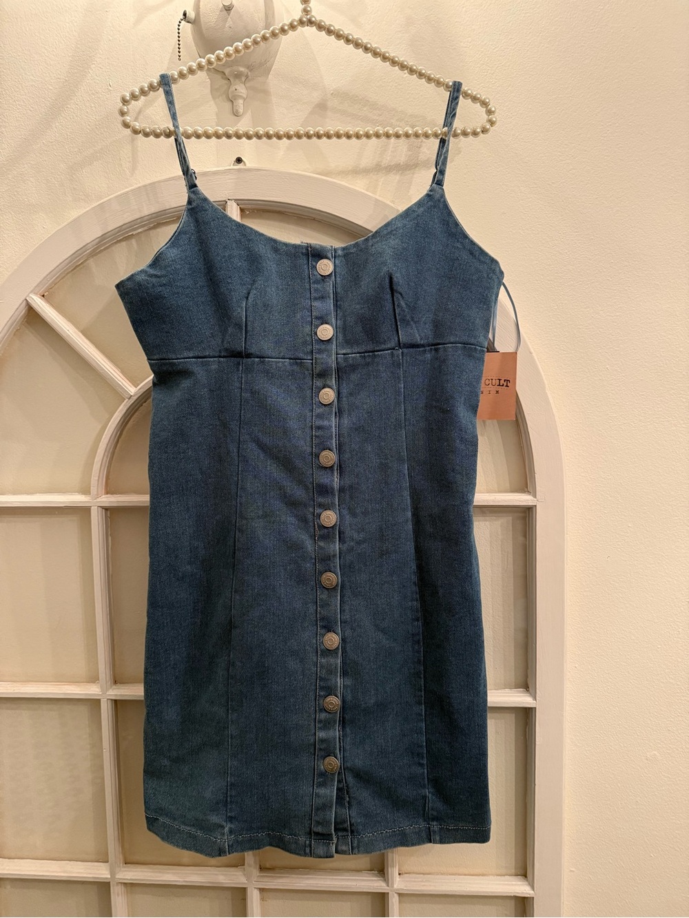 Love Cult Denim Blue Jean Button-Front Mini Dress Size Medium NWT